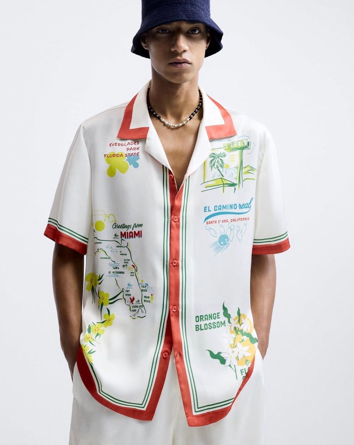Zara el camino silk revere shirt