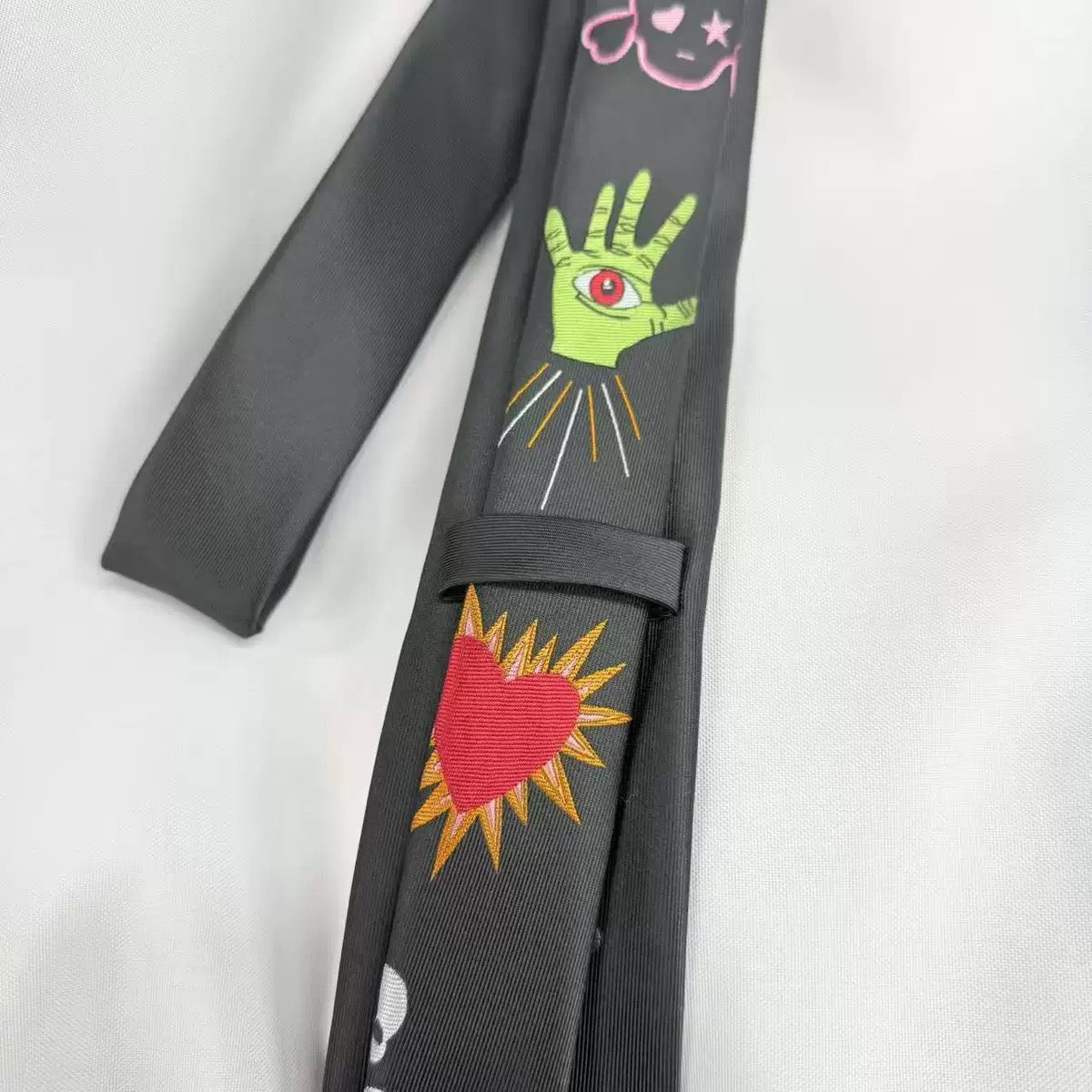 Embroidered goth tie