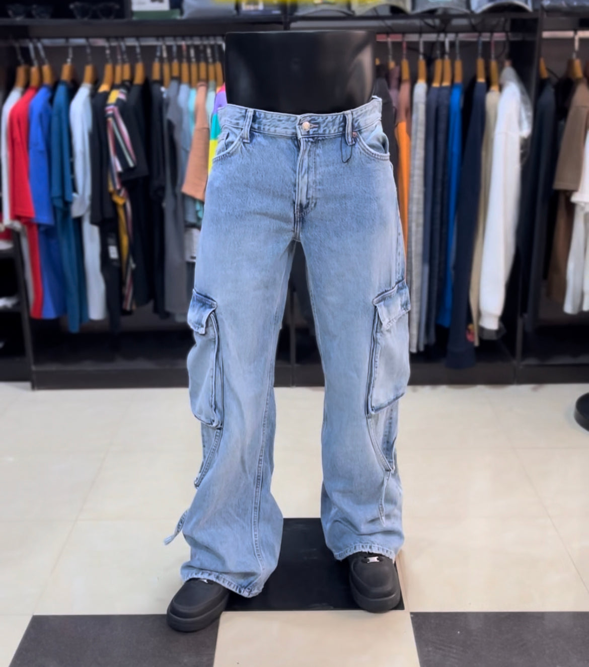 Zara Cargo utility denim jean