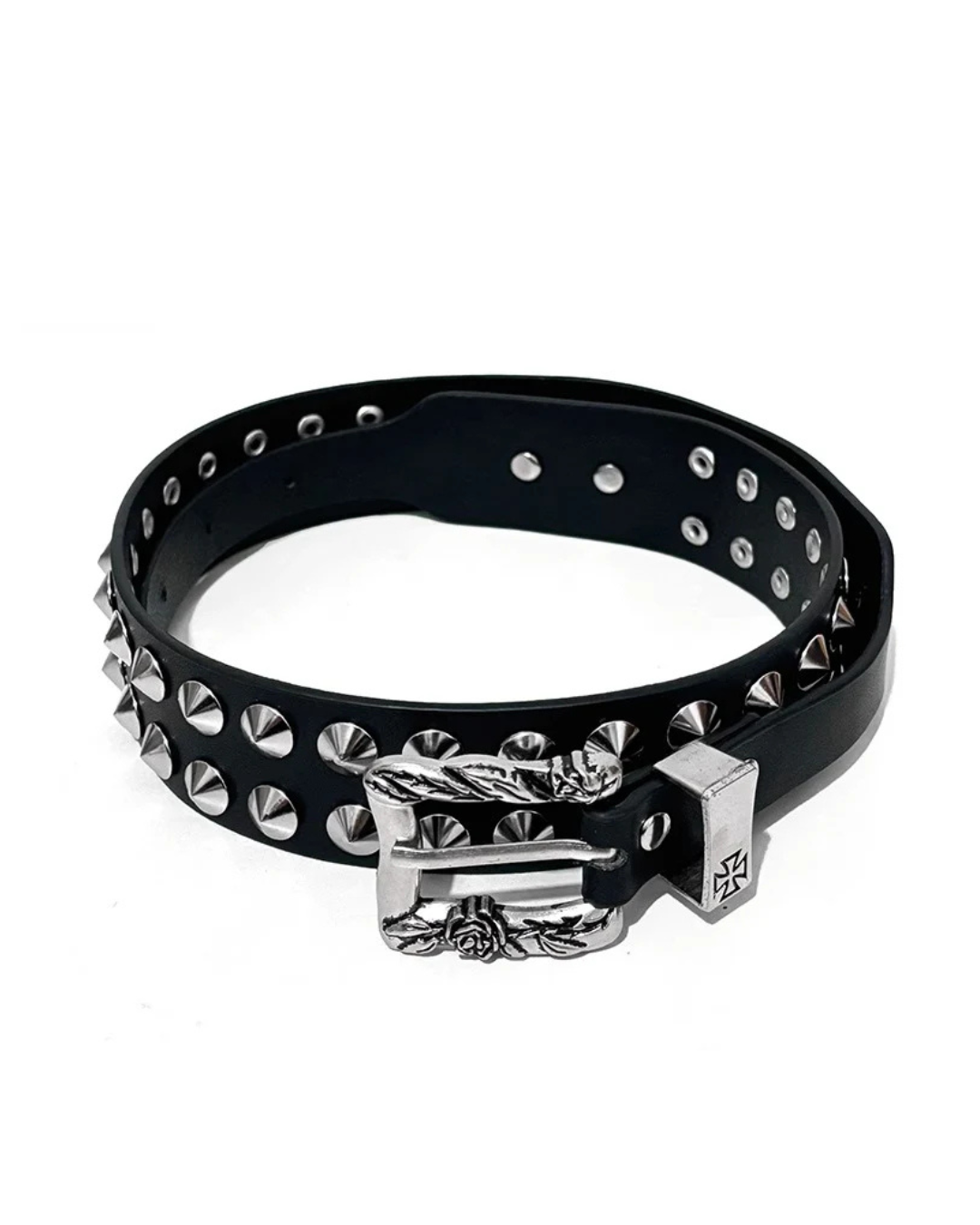 Cross buckle goth stud belt