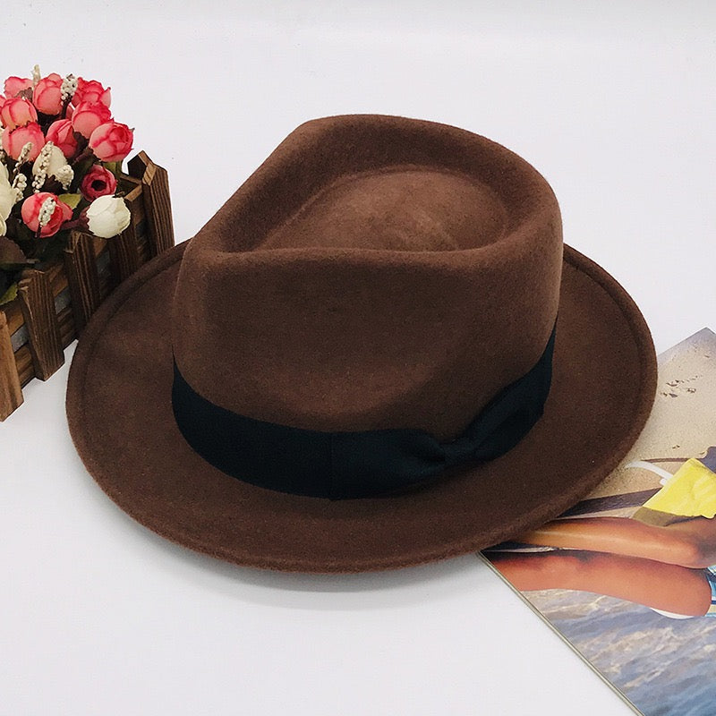 Wool fedora brim hat