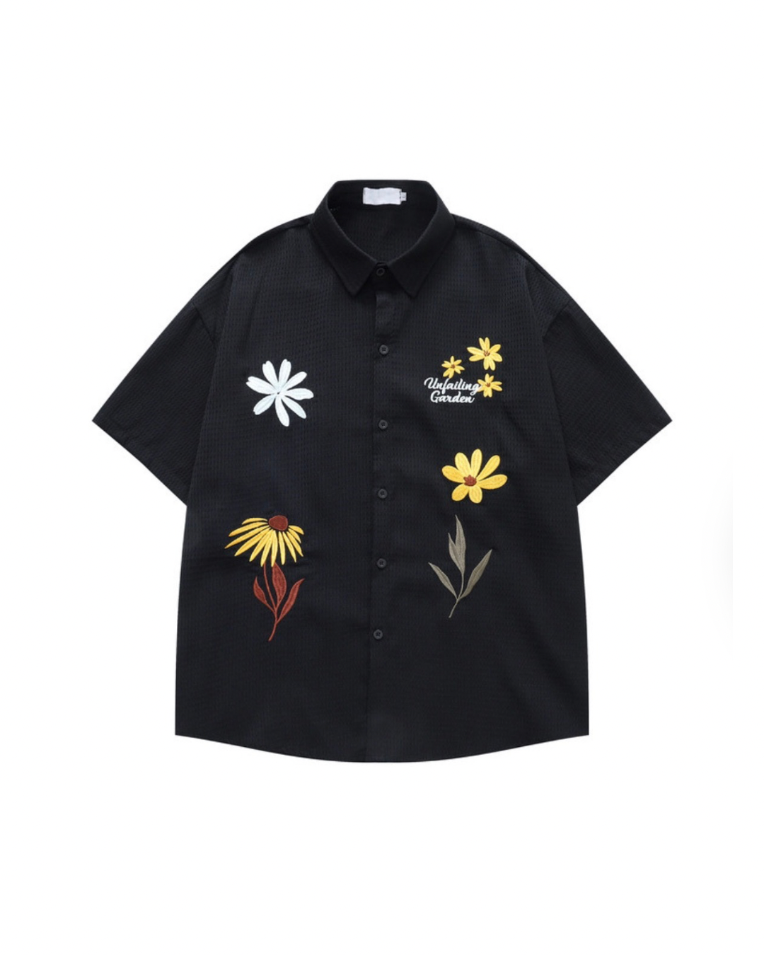Colored Embroidered waffle button shirt