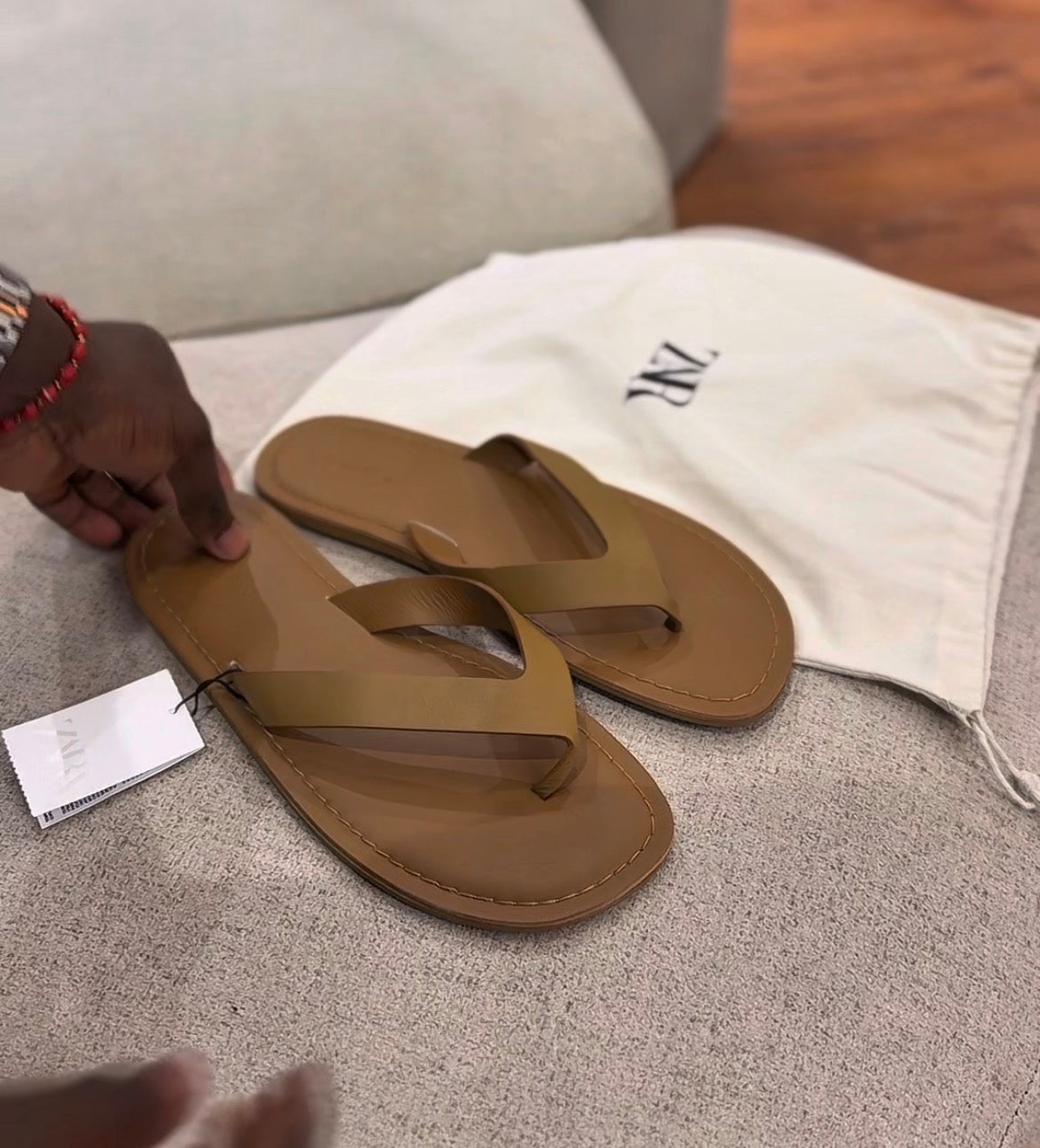 Zara Brown leather slippers
