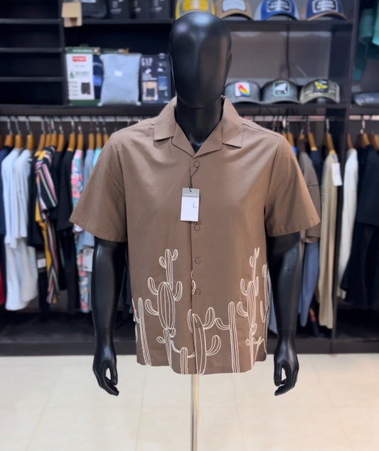 Primark cactus embroidered revere shirt