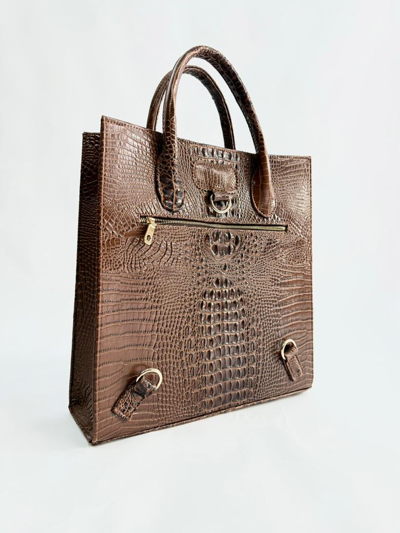 Croc leather tote bag