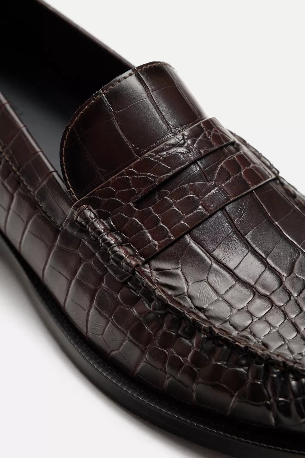Zara croc skin loafers