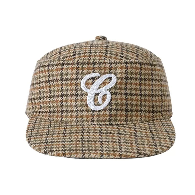 Embroidered flat top hat