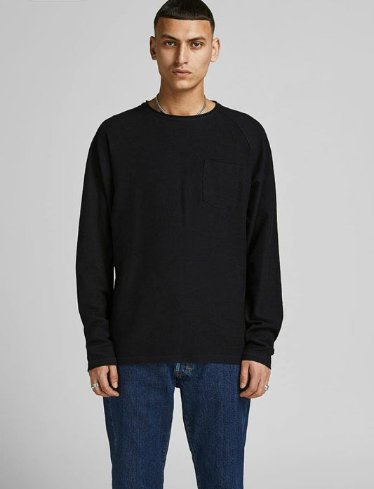 Jack & Jones knit pocket sweatshirt in black