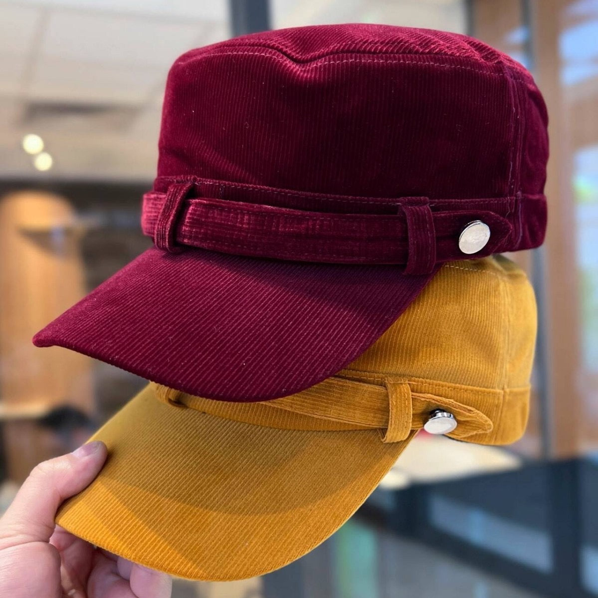 Retro newsboy corduroy hat