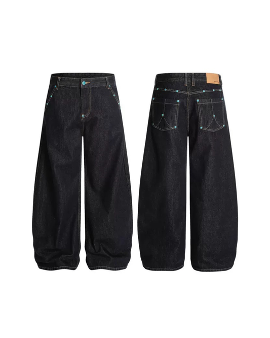 Studded balloon cut denim jean pants