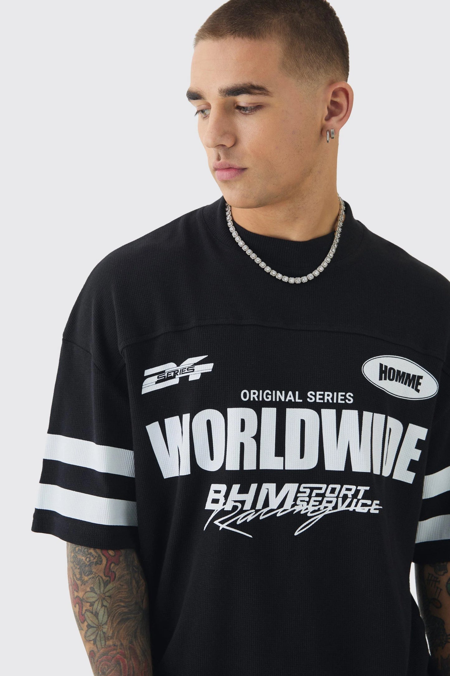 Boohoo oversized homme waffle tee