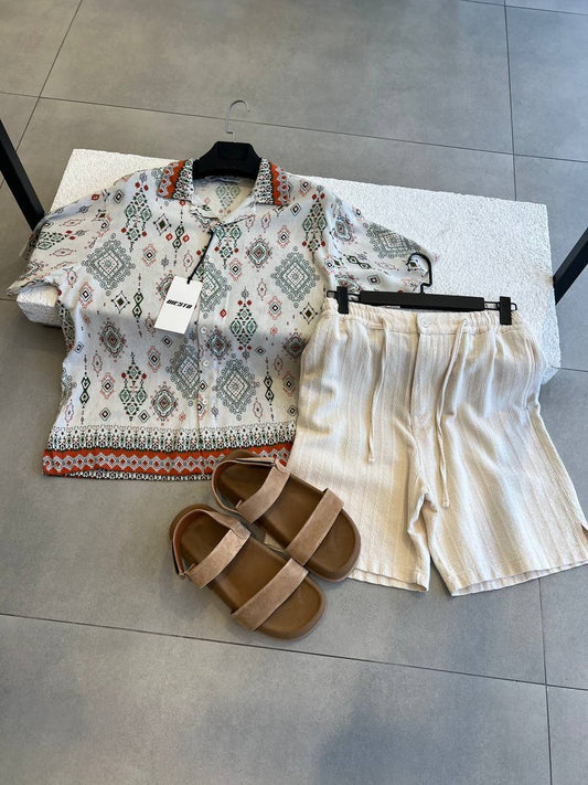 Giesto jacquard pattern revere shirt