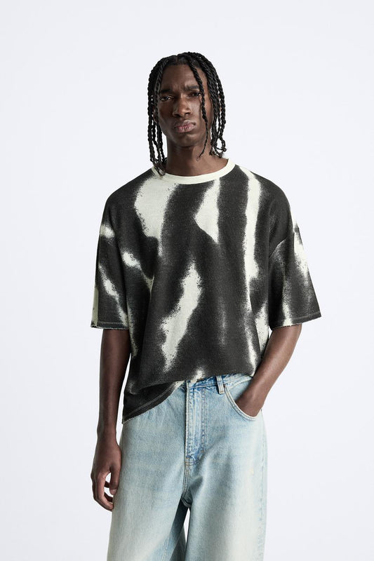 Zara Spray print knit tee