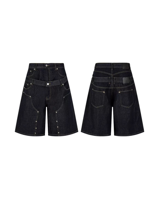 Double waist carpenter denim jort