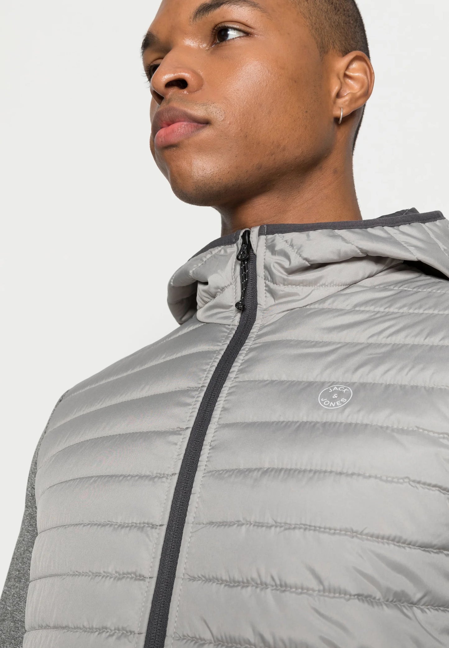 J&J quilted hooded jacket grey