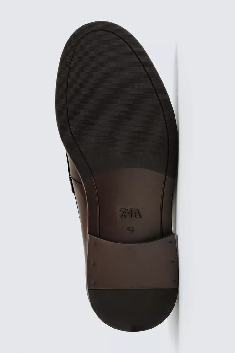 Zara coffee penny loafers