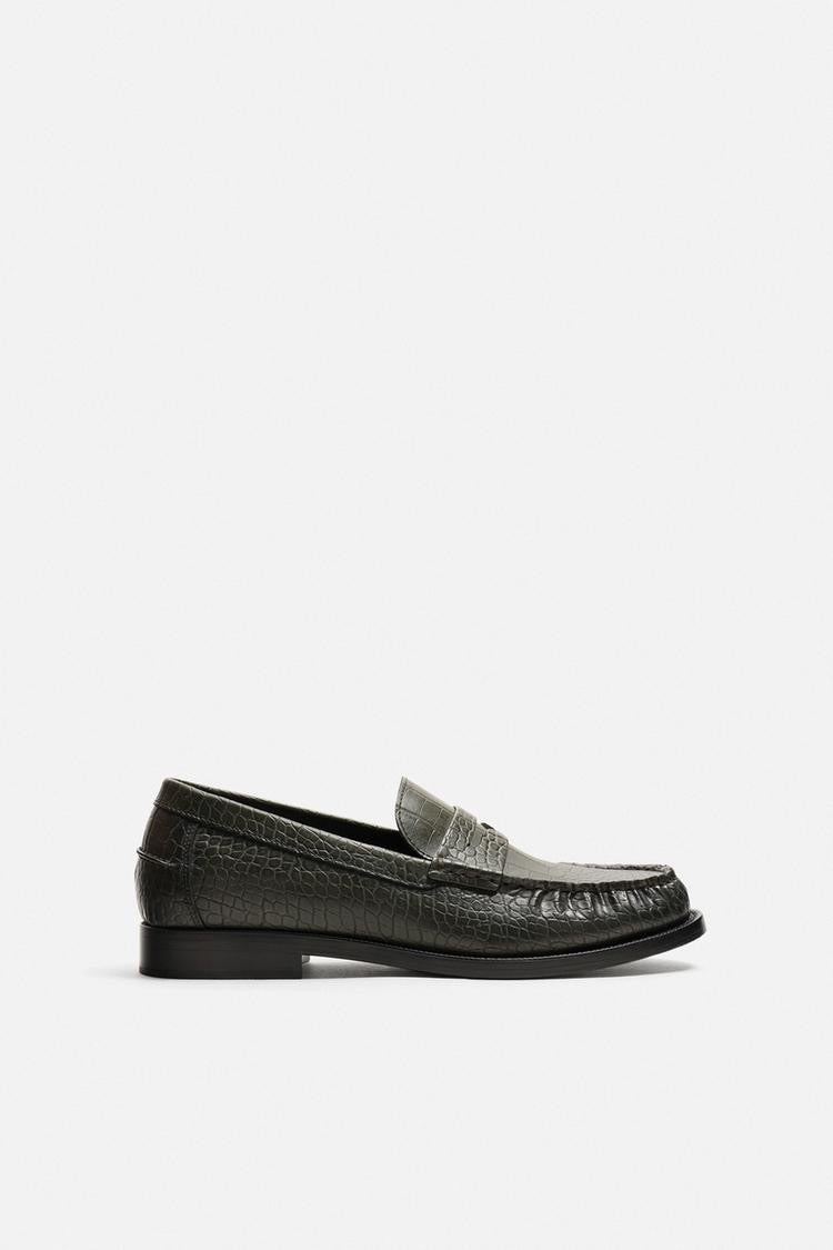Zara croc skin loafers
