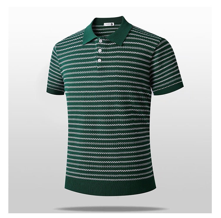 Stripe knitted polo shirt