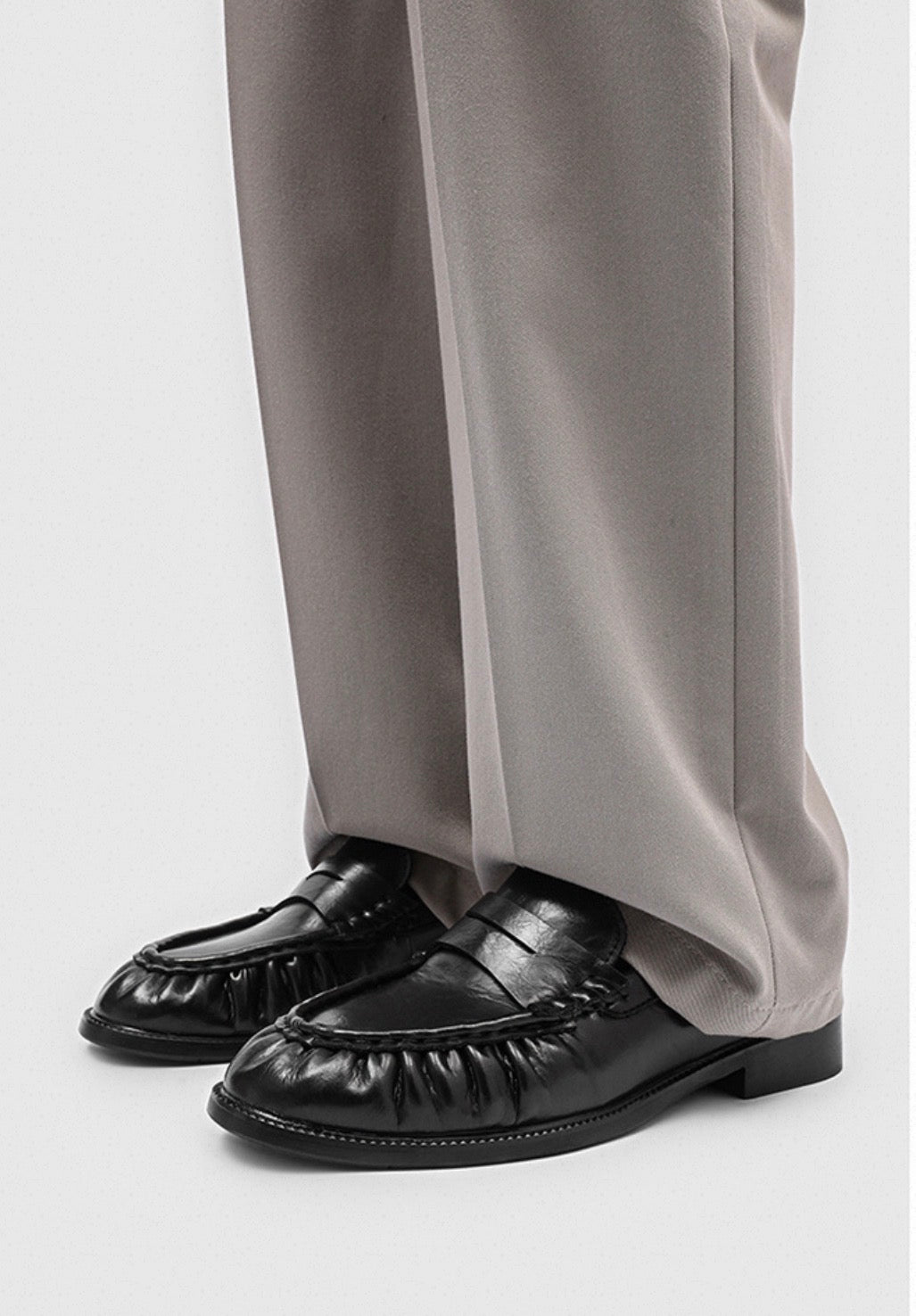 Creased leather loafer