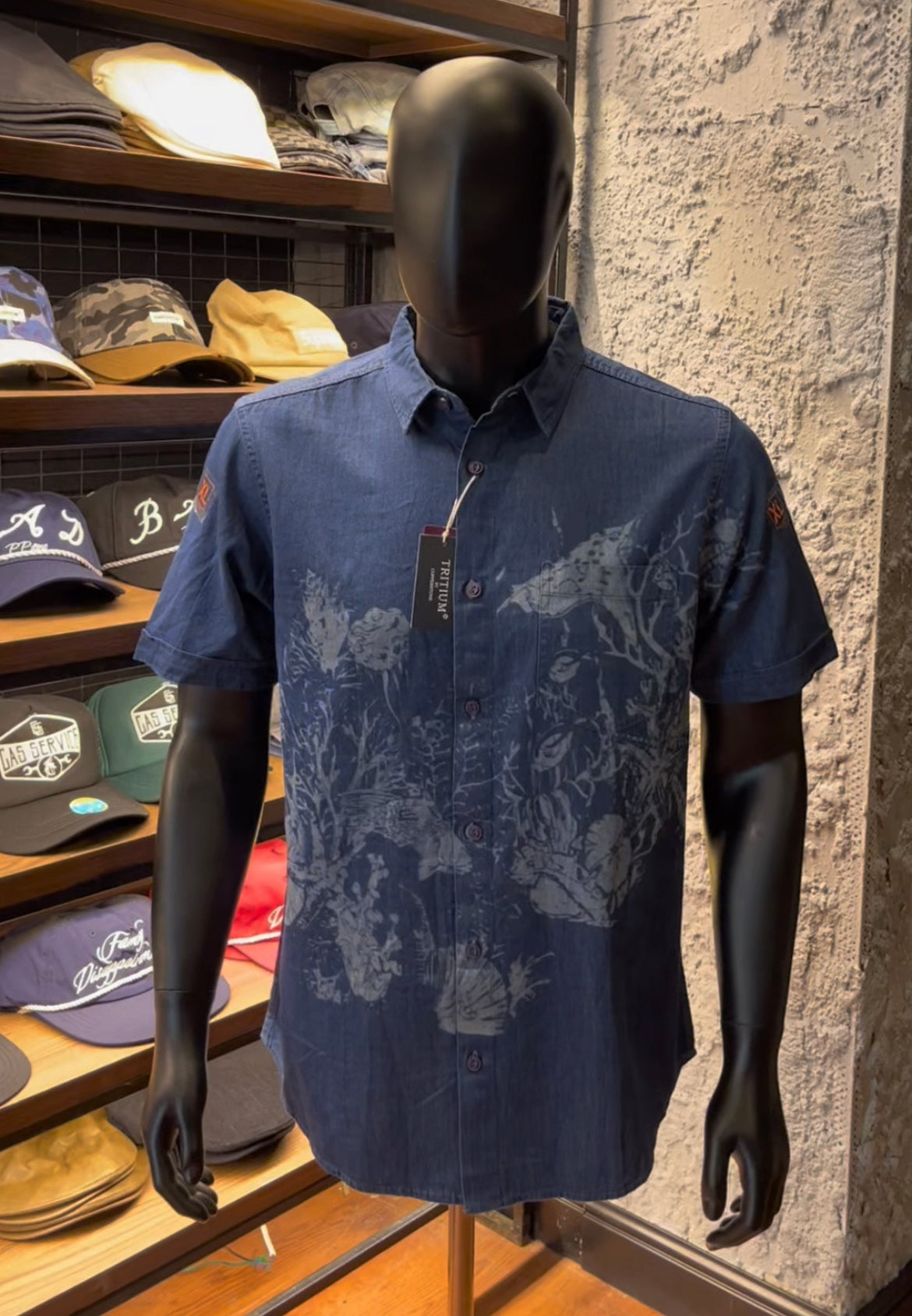 Tritium denim patterned shirt