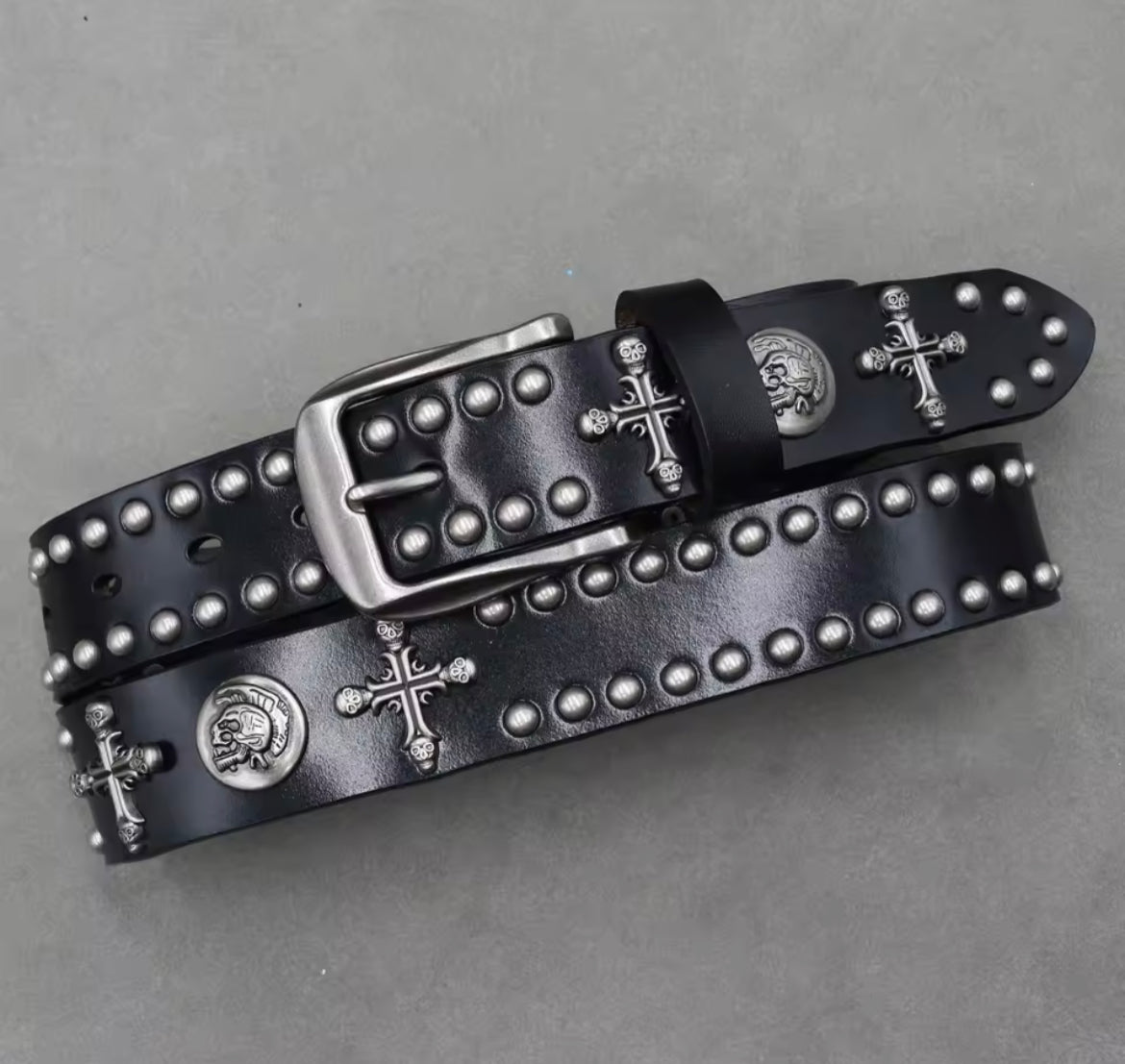 Goth punk leather belt