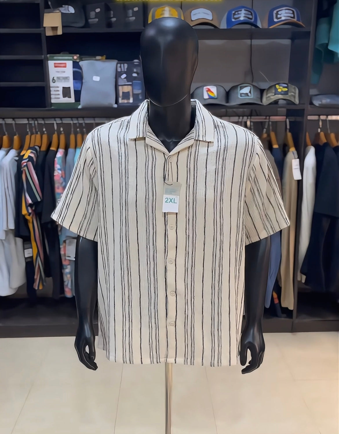 Primark textured stripe revere shirt