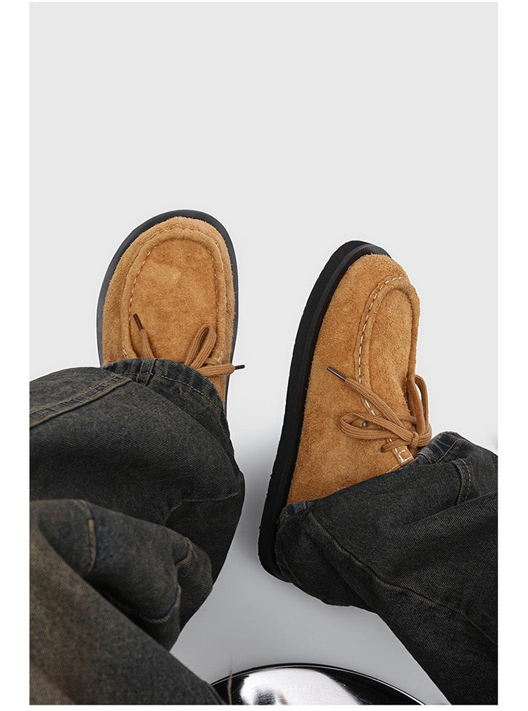 Laced brown suede mule
