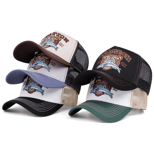 Station bear contrast stitch trucker