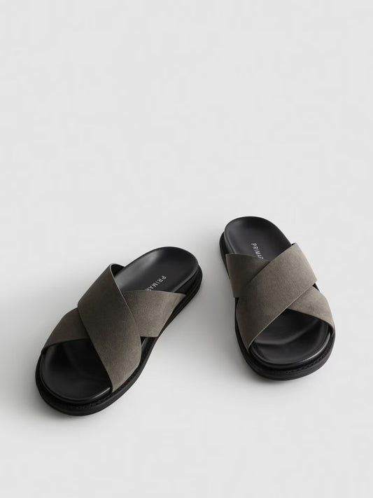Criss cross grey suede primark sandal