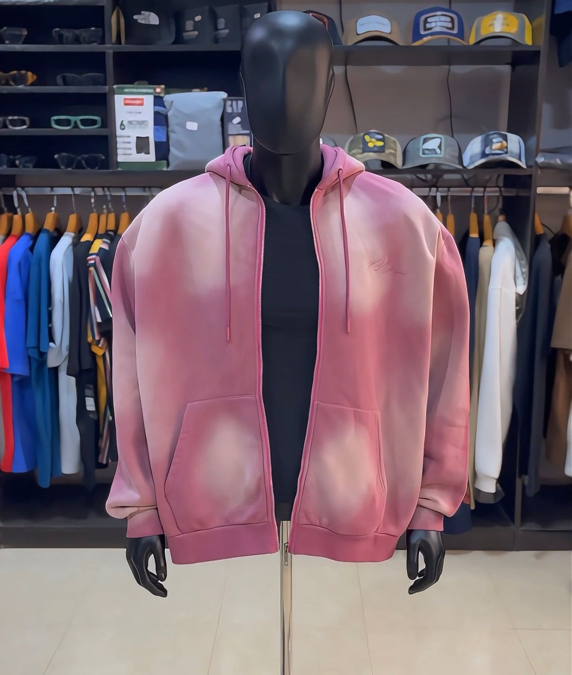 Boohoo oversized washed full zip hoodie