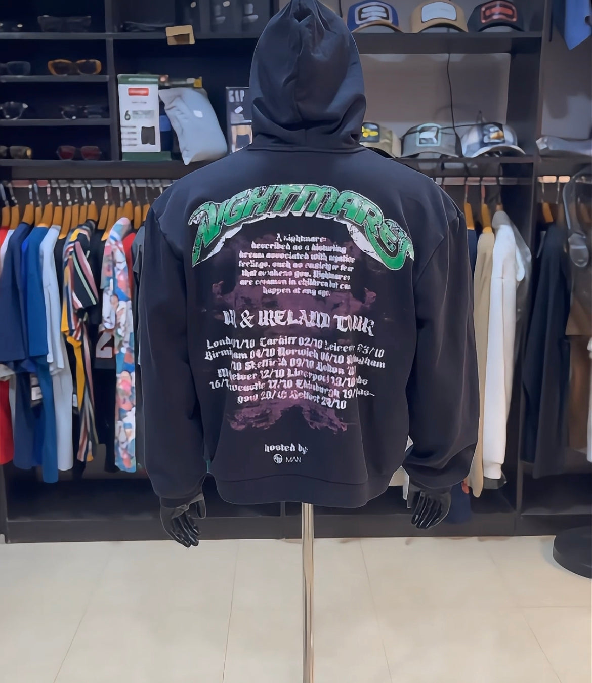 Boohoo faded rhinestone graphic hoodie