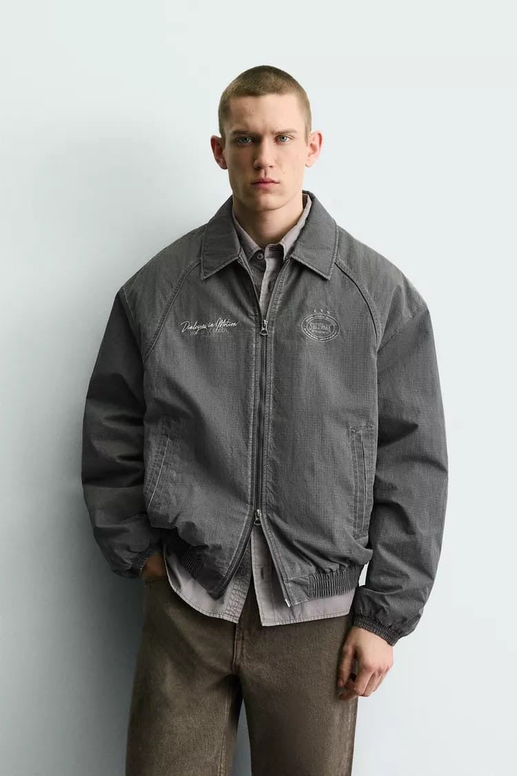 Zara washed textured puffer jacket