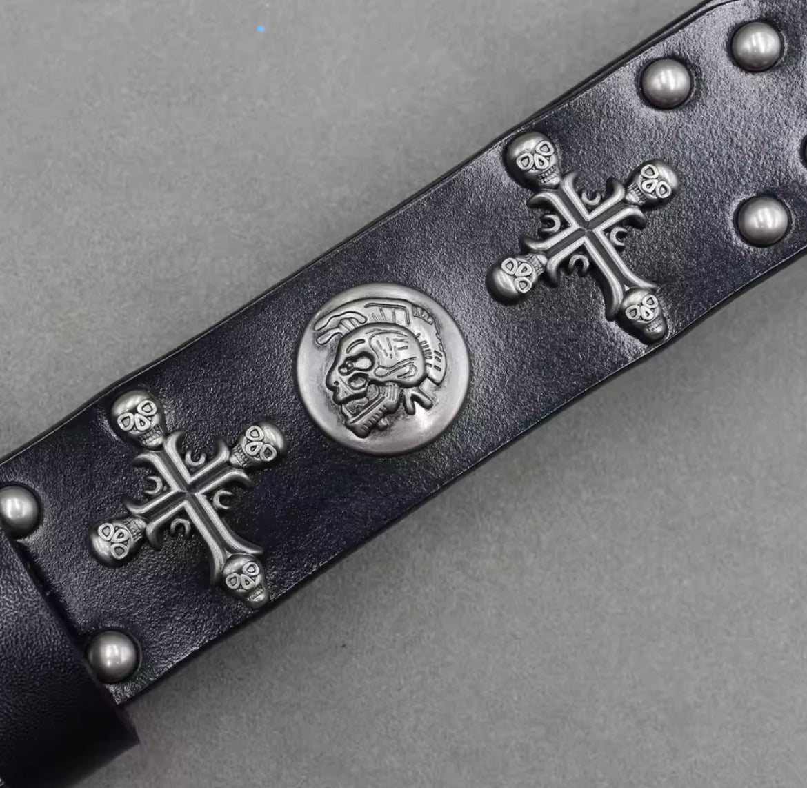 Goth punk leather belt