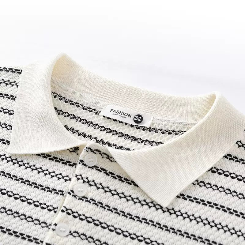 Stripe knitted polo shirt
