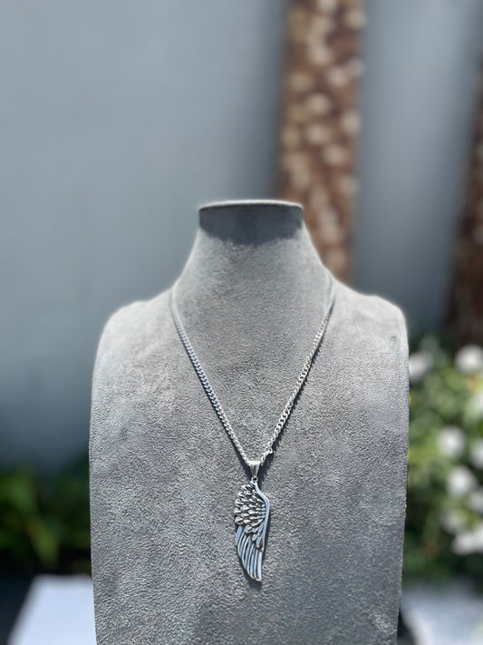 Guardian wing pendant chain stainless steel necklace