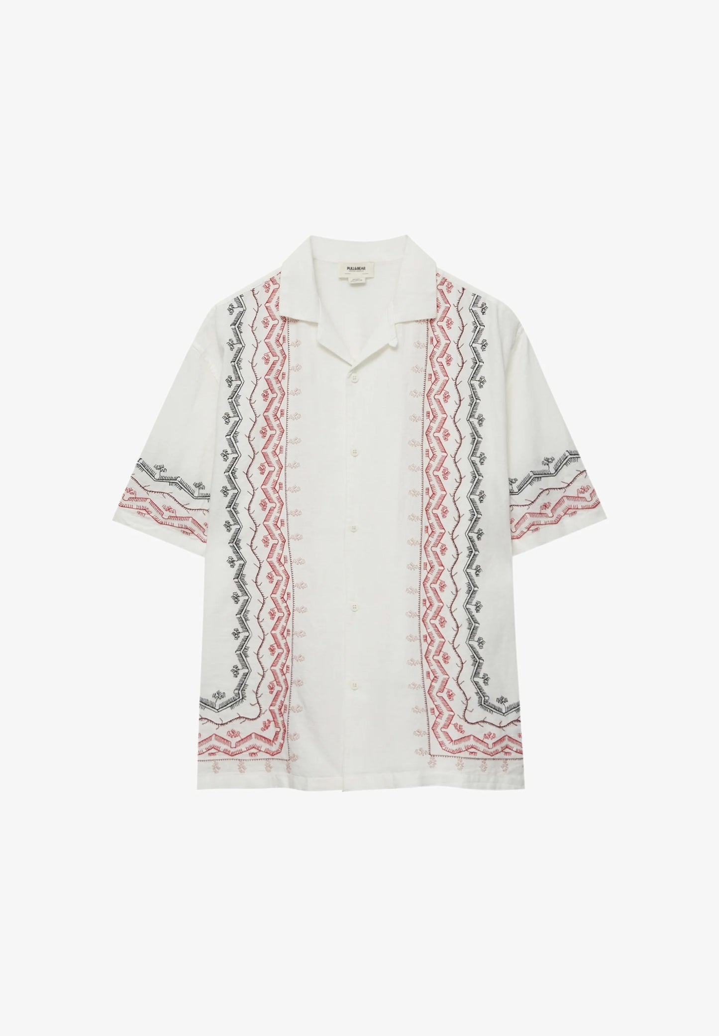 Pull&Bear embroidered linen revere shirt