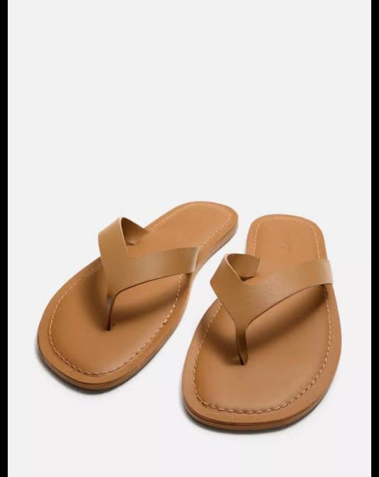 Zara Brown leather slippers