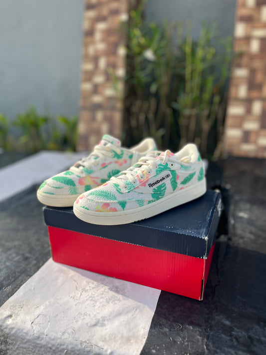 Reebok womens floral club sneaker