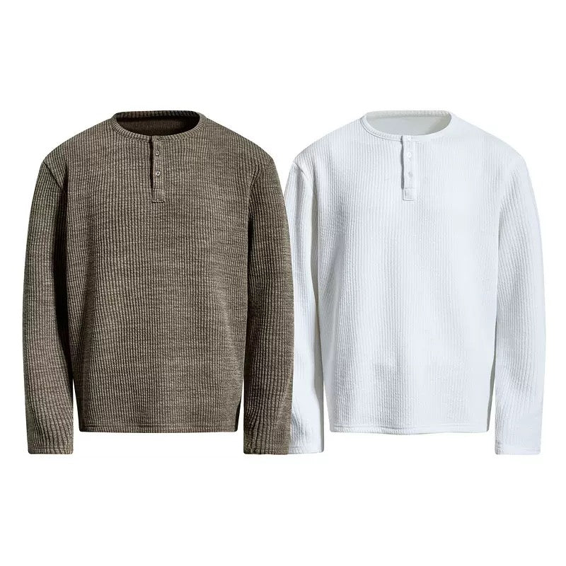 Henley longsleeve waffle shirt