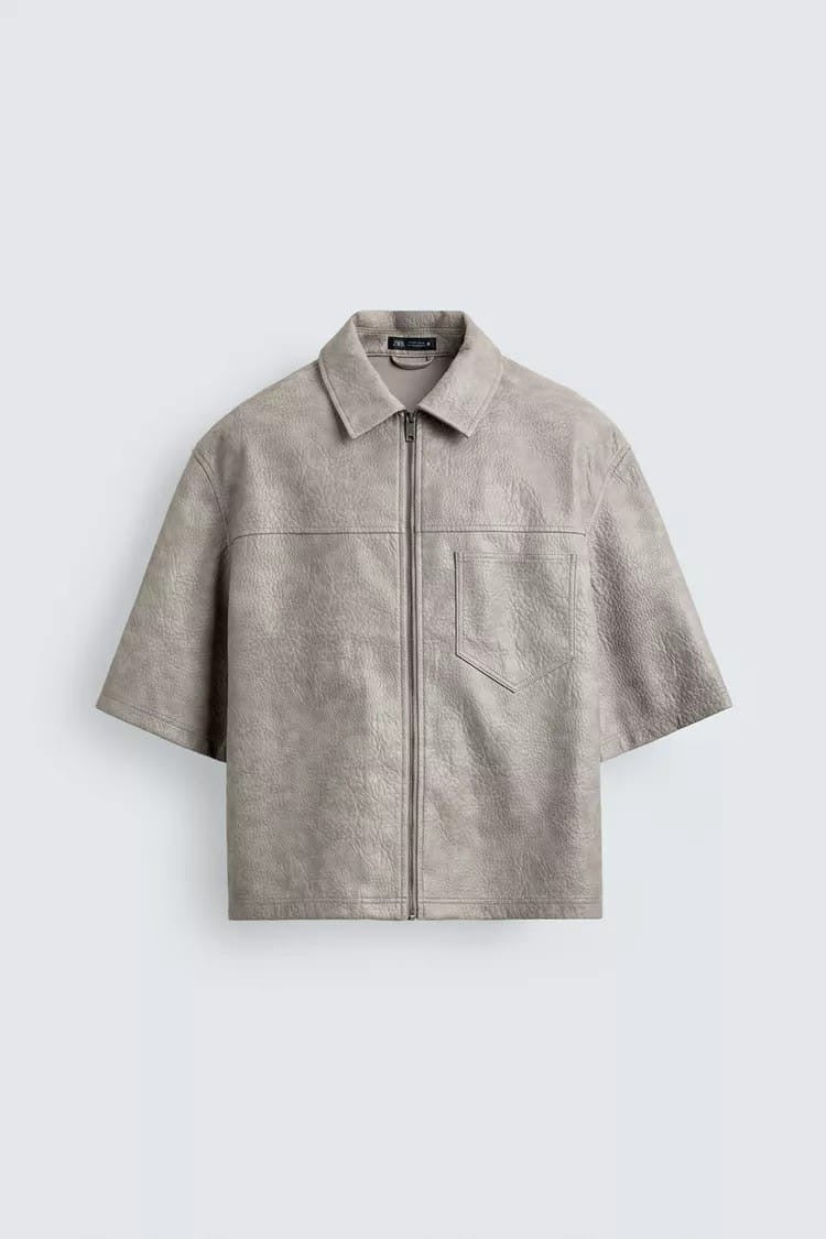 Zara leather boxy overshirt