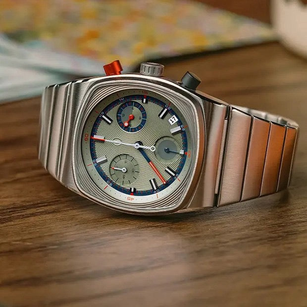 Square chronograph chain watch