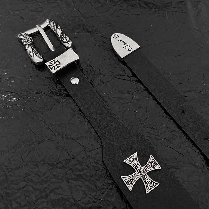 Cross buckle goth stud belt