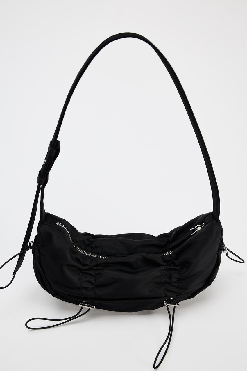 Zara Ladies Gathered shoulder bag in black