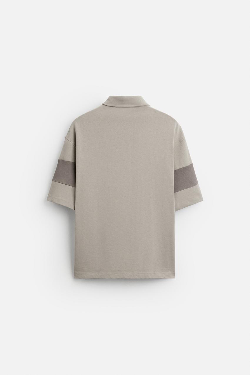 Zara Colorblock polo shirt with lapel collar