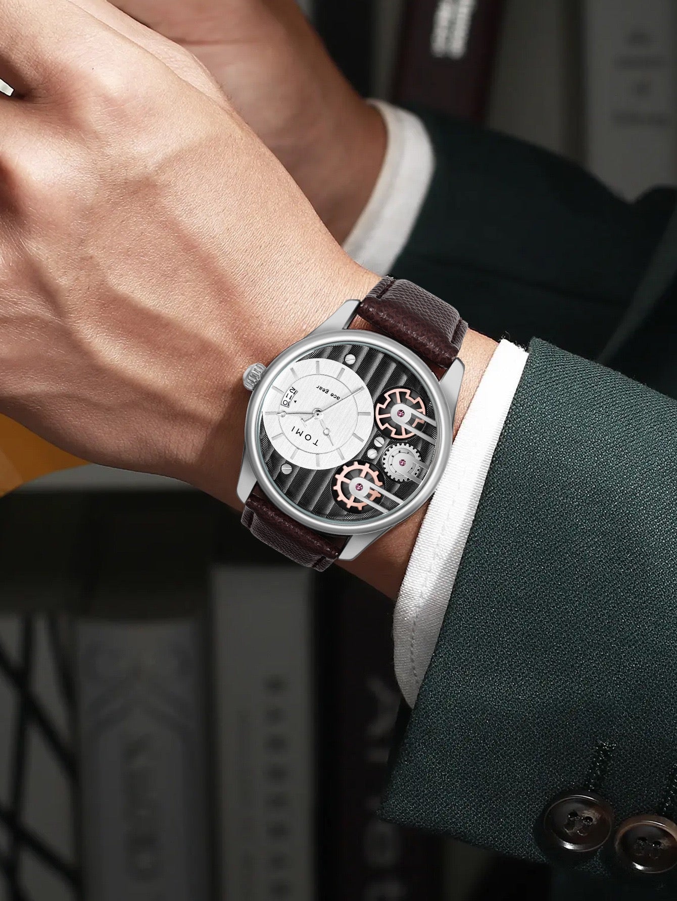 Tomi leather strap wristwatch