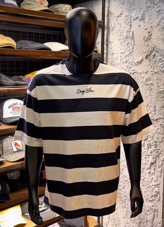 Deep blue oversized stripe tee