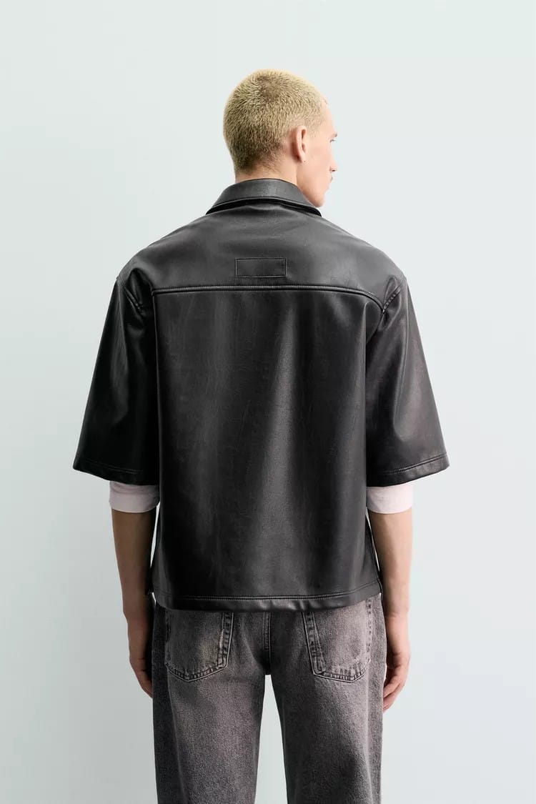 Zara faux leather shirt