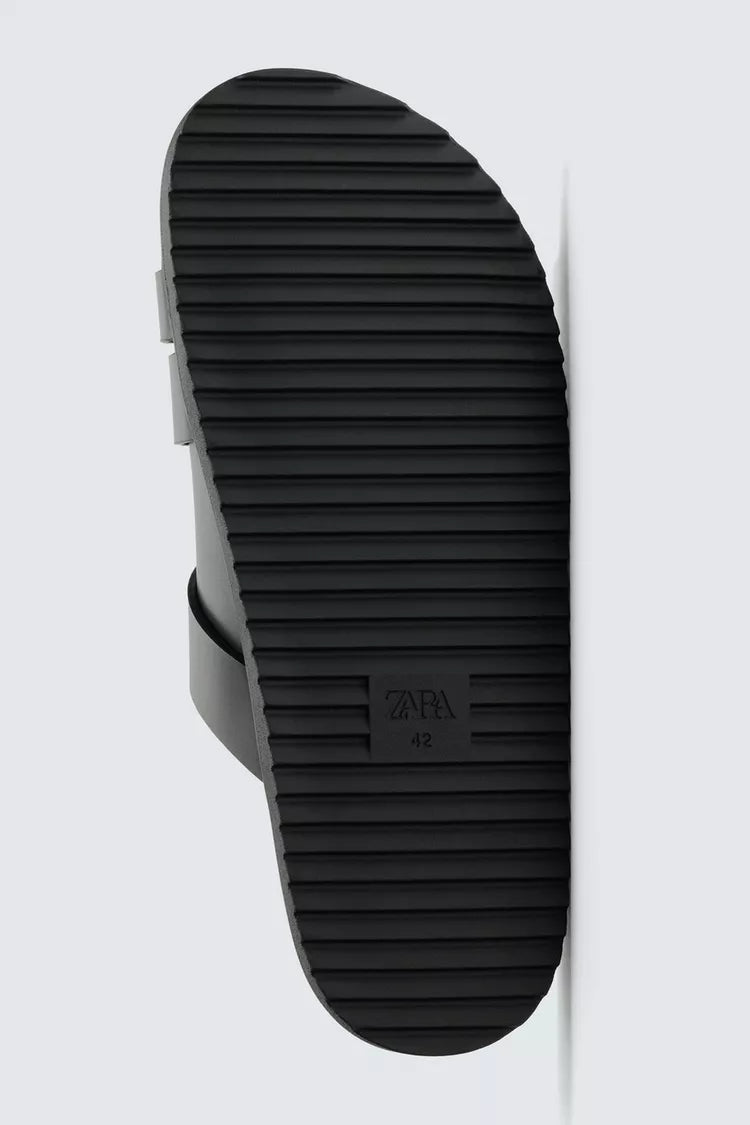 Zara black BUCKLED SANDALS