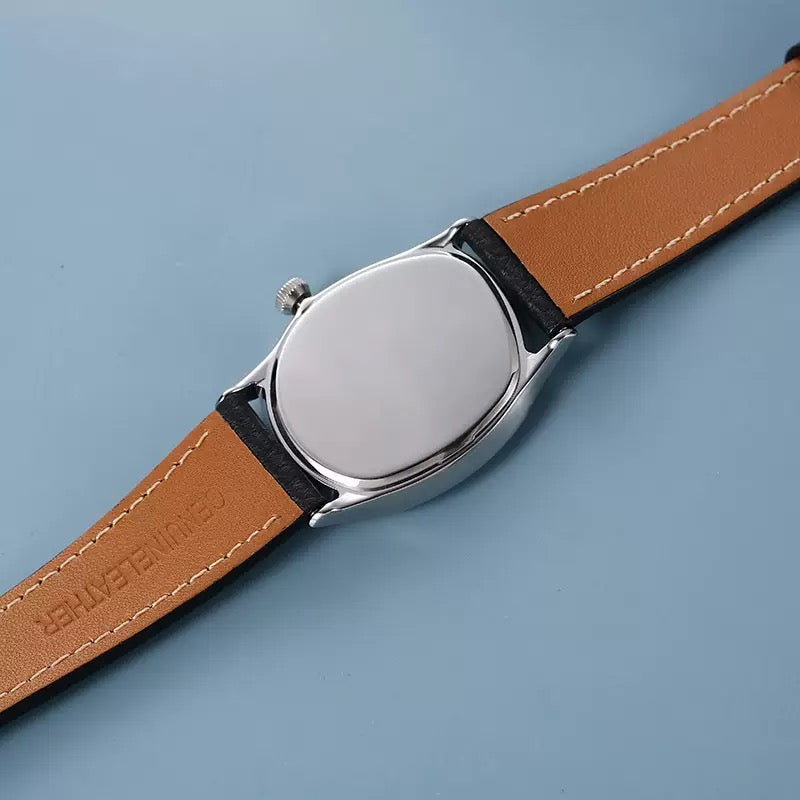 Melted hand blue leather watch