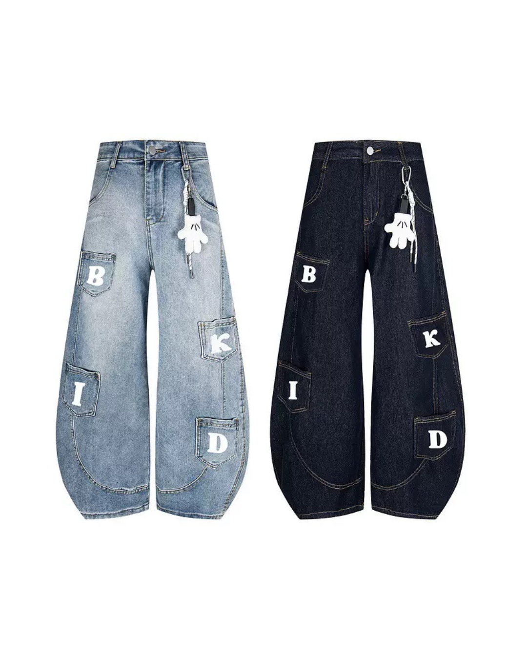 Ornament balloon cut denim jean pants